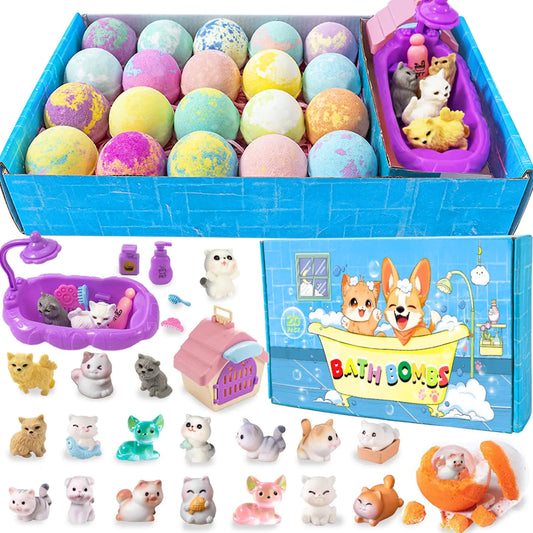 Kids Bath Bombs with Surprise Inside 20 Pack Kids Bath Bombs Gift Set Natural Organic Bubble Bath Kids Foam Bath Kids Birthday Gifts for Girls Boys