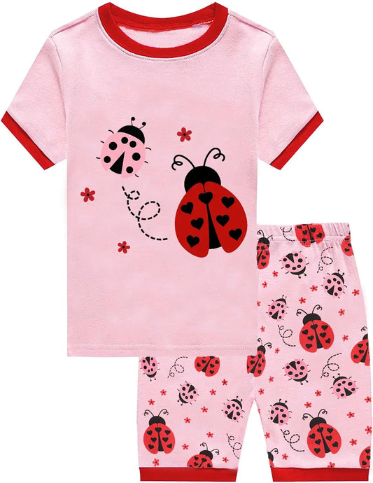 Girls Pajamas Sets Toddler Short Sets Ladybug Sleepwear for Kids Summer Pjs 2 Pieces Clothes Cotton Loungewear Size 6