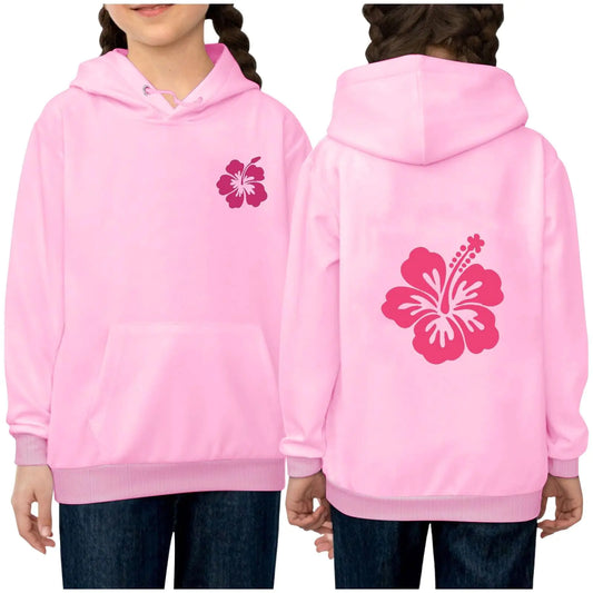 Pink Palm Puff Hoodies for Kids Fashion Long Sleeve Hooded Sweatshirts Cute Tops Teen Girls Trendy Clothes 1-14 Years